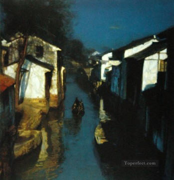 中国の風景 Painting - 中国の青い運河の風景
